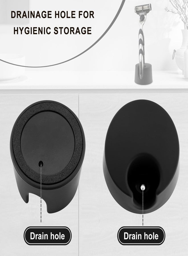 Goqeut 2 PCS Razor Holder Compatible With Gillette Razor Stand, Men's Razor Holder, Ideal Gift For Men, Black Razor Stand Base With Drain Design, Suitable For Bathroom Countertops - Image 3